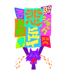 【BIG】カラフルなネコと大きな文字（個別スタンプ：10）