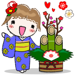[LINEスタンプ] 無駄に明るい女子『年末年始 』改訂版